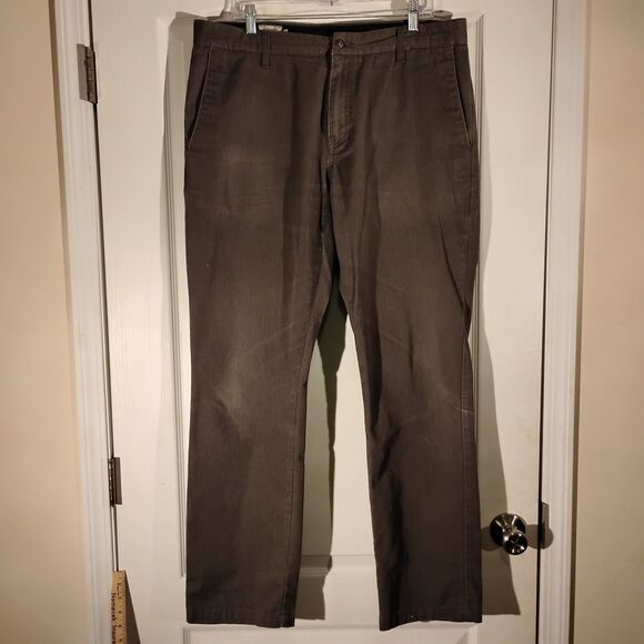 Volcom pants mens 36x32 brown straight leg chino twill skate surf flat front - Picture 11 of 13
